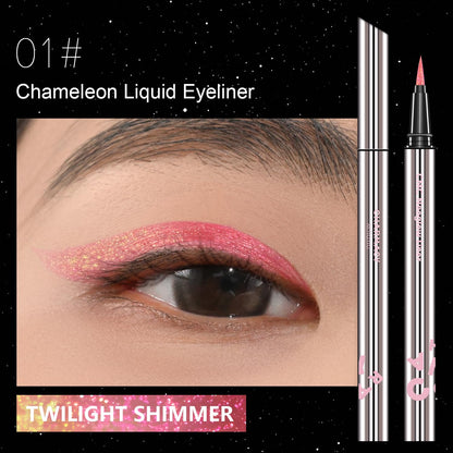 CHARMACY New Chameleon Liquid Eyeliner, Liquid Glitter Eyeliner, Highly Pigmented, Metallic MultiColor Shifting waterproof Eyeliner, Ultra-Fine Tip, Longwearing, Smudge-proof (A01 Blush Aurora)