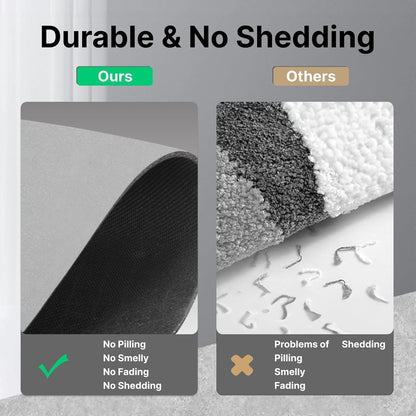 Diatomaceous Earth Bath mat Bathroom Rugs Super Absorbent Quick Dry Non Slip Bath Mat Thin Bathroom Floor Mats Fit Under Door-Shower Rug for in Front of Bathtub Shower, Grey, 15.7"*23.6"