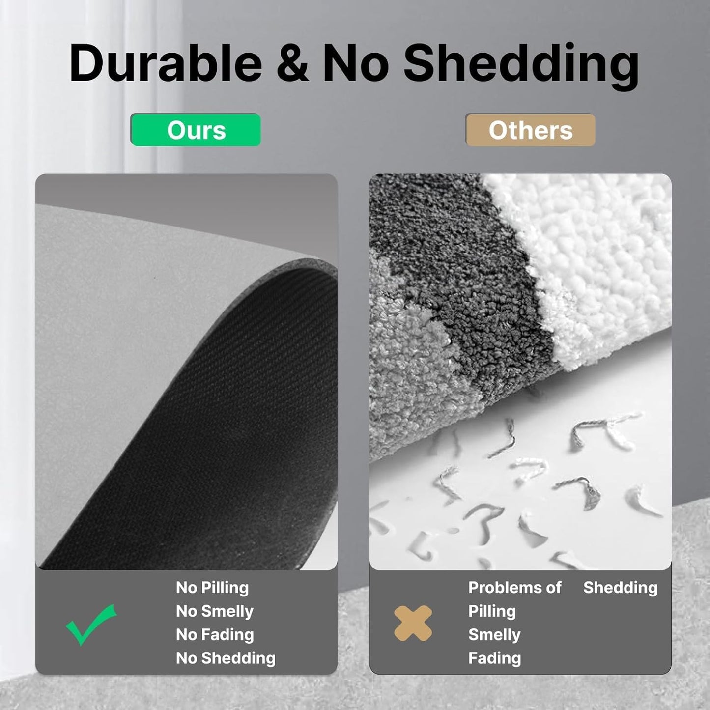 Diatomaceous Earth Bath mat Bathroom Rugs Super Absorbent Quick Dry Non Slip Bath Mat Thin Bathroom Floor Mats Fit Under Door-Shower Rug for in Front of Bathtub Shower, Grey, 23.6"x66.9"