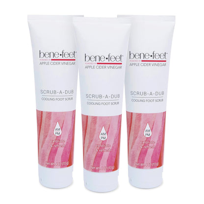 Benefeet Scrub-A-Dub Cooling Foot Scrub - Exfoliates + Refreshes Dry + Dull Skin, Get Smoother Skin from Heel to Toe, Made w/Vitamin E, Apple Cider Vinegar, Walnut Shell + Apricot Seed, 4 oz (3 Pack)