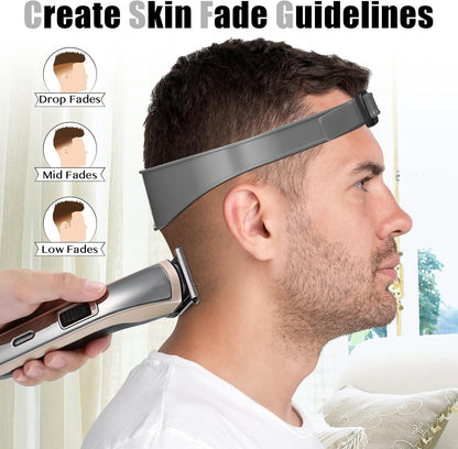 Adjustable Hair Trimming Guide and Neckline Shaving Template,DIY Self Haircutting System, Shaving and Keeping a Clean and Straight Neck Hairline,Easy Use Tool Soft Portable (Grey)