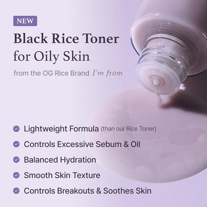 Miniature of Black Rice Toner for Oily Skin, Sebum Control Toner, Lightweight, Niacinamide, Panthenol, Fragrance Free, Korean Skin Care, 30ml, 1.01 fl.oz