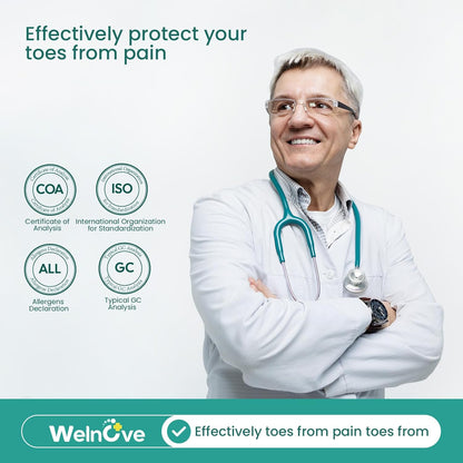 Welnove Toe Separators & Toe Spacers: Bunion Corrector for Women Men, Toe Spacers Toe Stretcher for Nighttime, Yoga Practice (8Pcs, Blue)