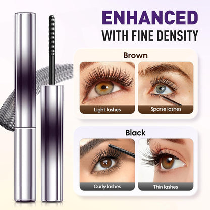 Iron Wand Mascara, 2025 New Metal Wand Mascara Volume and Length Waterproof, Long-Lasting 3D Curling Eyelash Lash Extensions Iron Mascaras (Brown)