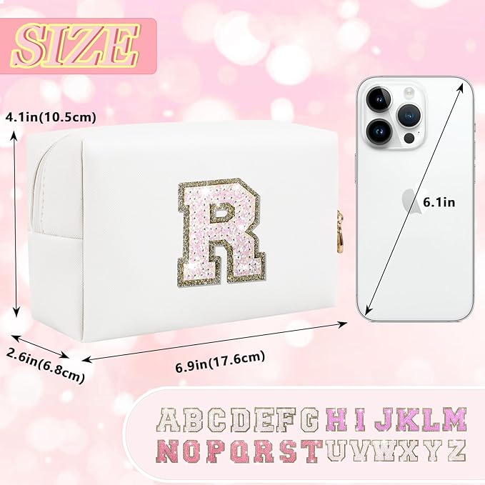 Personalized initial letter makeup bag,