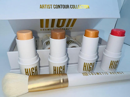 Contour,4 Piece Set, For Face, Professional Makeup, Cream, Long Lasting, Cruelty Free,Crystalline Artist Contour Colecction (Line To Go) Kit by Beauty Creations,Highlighter, high cosmetic agency