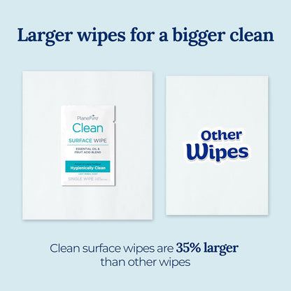 Clean Wipes | Surface Cleaning Wipes | Individually Wrapped Travel Wipes | All Purpose Cleaning Wipes | Airplane Travel Essentials | Travel Cleaning Supplies | On the Go | Essential Oils | 4 Pack