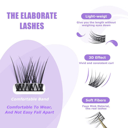 GAQQI Lash Clusters, Eyelash Clusters 120PCS C Curl Individual Lashes, Wispy Cluster Eyelash Extension 16mm Only, Natural Looking Cluster Lashes （GQ03, C Curl, 16mm)