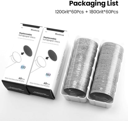 120pcs Replacement Sandpaper Refill Discs for Electric Foot File Callus Remover for Men Women Dead Cracked Hard Skin (60pcs Fine 120 Grit + 60pcs Smooth 180 Grit)