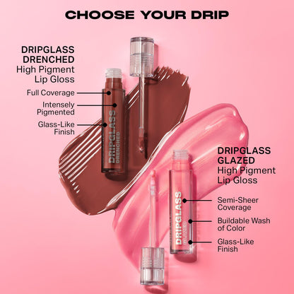 MORPHE Dripglass High Shine Lip Gloss - Glazed, Semi-Sheer & Nourishing Lip Makeup - Buildable Formula Infused with Plant-Derived Squalane & Vitamin E - Nude Gleam (0.13 oz)