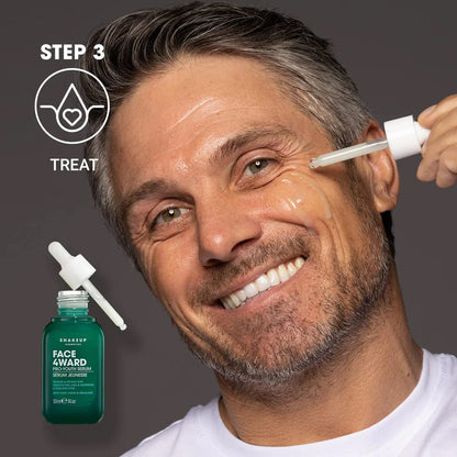 Shakeup - Mens Skincare Routine with Wash Bag, Gift Set, Daily Face Wash, Clarifying Toner, Anti Ageing Serum, Matte-Effect Moisturiser, Plus Wash Bag