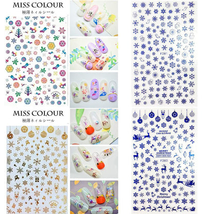 1500+ Patterns Christmas Nail Art Stickers Decals, Kalolary Self-adhesive Nail Stickers Santa Claus Snowflake Snowman Christmas Bell Tree Stick Elk for Christams Nail Decorations (12 Sheet Large Size)
