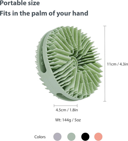 2 PC Silicone Exfoliating Body Scrubber, Silicone Body Shampoo Brush, Soft Silicone Loofah for Sensitive Skin, Shower Silicone Hair Scalp Massager, Easy to Clean, Lather Well(Gray&Green)