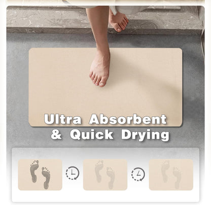 Small Bathroom Mat Quick Dry, Bathroom Rugs Non Slip Washable Thin Absorbent Bath Mat Fits Under Door Bathroom Floor Mat Perfect for Bath, Shower, or Sink 12"x12"/1'x1‘ Beige