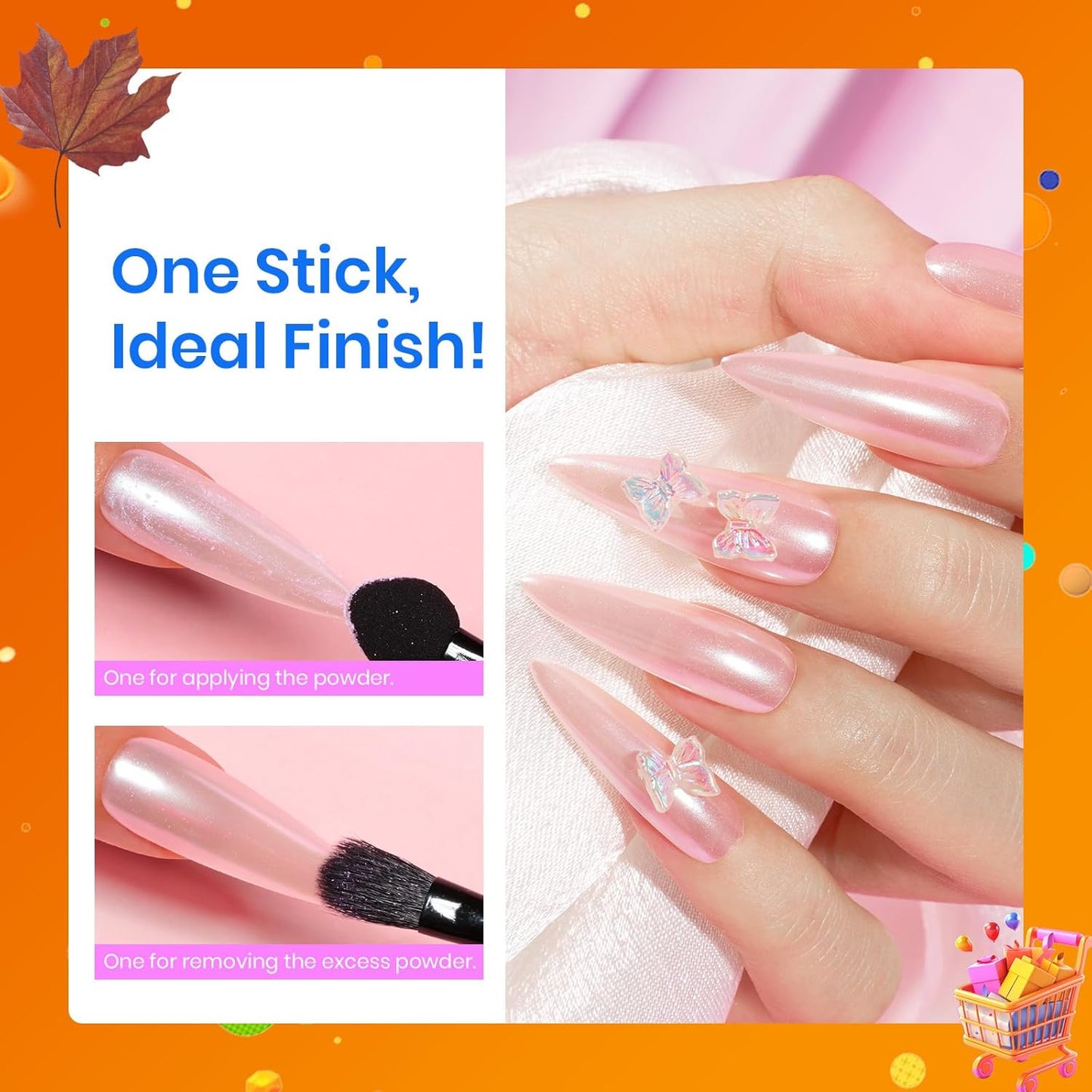 Beetles White Chrome Nail Powder for Gel Nails Pearl Cromer Nail Powder Mirror Effect Nails Gel Polish Glitter Manicure Holographic Pigment Nails Art Design Gifts for Women