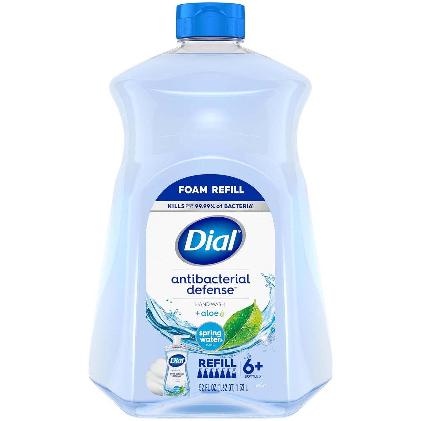 Dial Antibacterial Foaming Hand Soap Refill, Spring Water, 52 fl oz (Pack of 1)