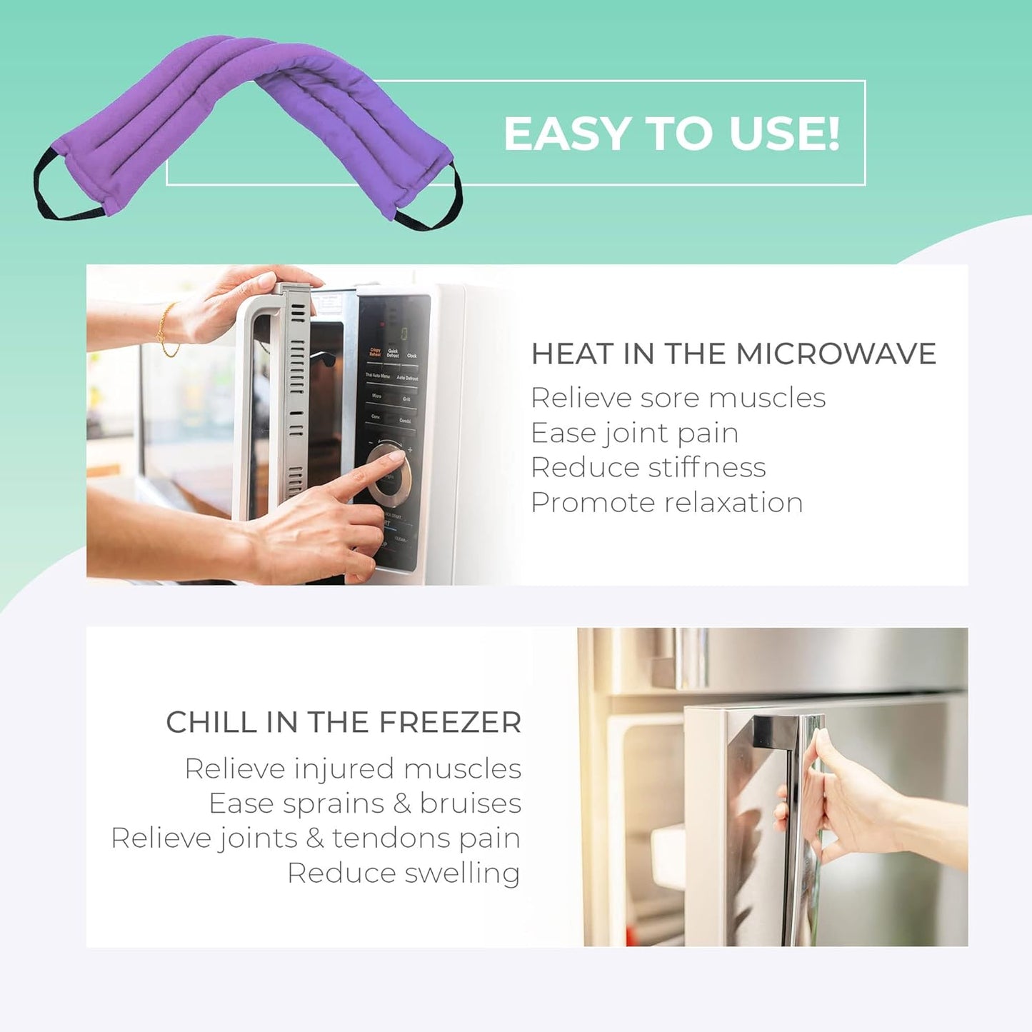 Microwavable Heating Pads for Lower Back, Neck, and Shoulder Pain Relief - Moist Microwave Heating Pad for Muscles and Joints - Microwave Hot Pack Heat Pad for Cramps - 1 Heat Pack Purple