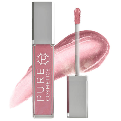 Pure Cosmetics Pure Illumination Lip Gloss - LED-lit Applicator w/Side Mirror - Non-Sticky, Moisturizing & Hydrating Lip Glosses - Soothes & Protects Dry Chapped Lips (Pouty Pink)