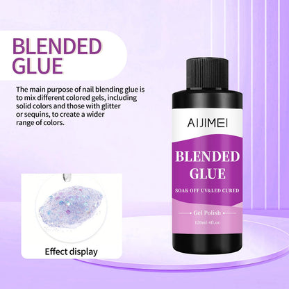 AIJIMEI 4fl.oz Clear Nail Blending Glue, Nail Polish Thinner Glue for Blending, diluting, Mixing Glitter Powder Mixer Gel Polish Dilution Color Sequins MixingGlue 120ml for Nail Designer