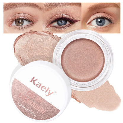 evpct Single Cream Eye Shadow Palette Pot Makeup for Older Women, Sand Shimmer Glitter Metallic Monochrome Cream to Powder Eyeshadow Palette Eye Brightener, Highly Pigmented Waterproof Blendable