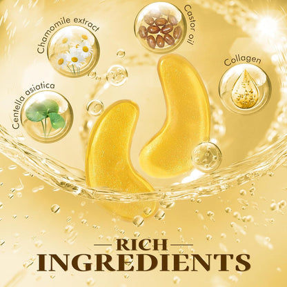 Under Eye Patches 20 Pairs, Golden Eye Mask for Undereye Bags & Puffy Eyes, Cooling Eye Care for Dark Circles & Wrinkles, Eye Mask Patches with Hyaluronic Acid & Collagen, Skincare Treatment for Adult