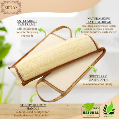 Exfoliating Natural Loofah Sponge Back Scrubber for Shower, Exfoliating Sponge for Shower, Bath Shower Scrubber for Men and Women, Luffa Scrubber to Clean Your Back Deeply Relax Your Body (1 Pack)