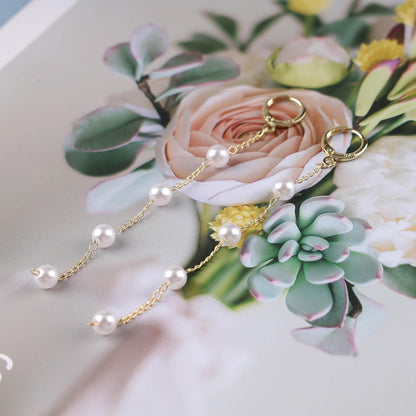 Boho Pearl Dangle Earrings Long Pearl Chain Earrings Gold Pearl Tassel Earrings Vintage Pearl Hoop Huggie Earrings Jewelry for Women