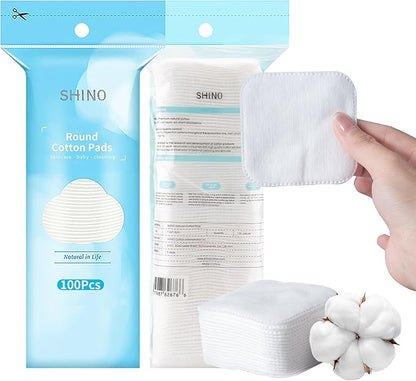 Shino natural square cotton pads,