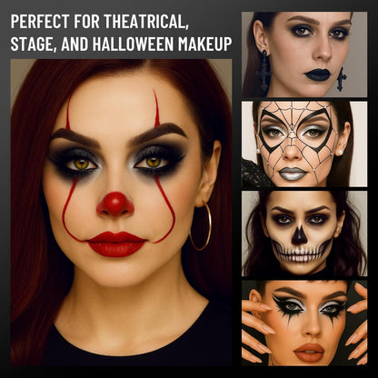 Black Eyeshadow Palette with Mirror Silver Gray Black Tones Matte Shimmer Smokey 6 Colors Mini Eye Shadow Pallet Travel Size Highly Pigmented for Vampire Clown Joker Goth Halloween Makeup