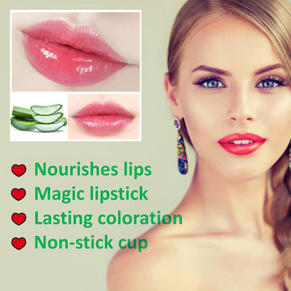 2 Pieces Aloe Vera Lipstick,Long Lasting Moisturizing Lip Balm,Nourishing Lip stick,Lipstick,Lip Balm,Magic Temp Color Change,Waterproof Lip Gloss Matte Makeup