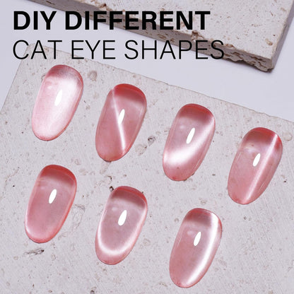 AILLSA Glass Cat Eye Gel Nail Polish, 15ml Pink Glitter Jelly Sheer Gel Polish, Translucent Magnetic Shimmer Sparkle Nail Art U V Salon 0.5 OZ GF35