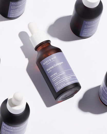 Mary&May Marine Collagen Serum - Hydrolyzed Low Molecular Collagen for Skin Firming and Replenishing, Hydrating - Korean Skincare, Fragrance Free, 1.01 fl.oz.