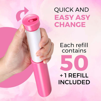 Portable Lint Roller with 100 Sticky Sheets, Mini Pet Hair Remover, Lint Roller for Cats, Dogs, Kids - Travel Roller for Clothes Backpack School - Small Retractable Fits in Pocket (Pink)