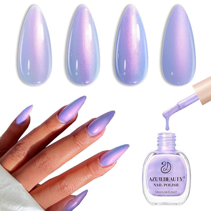AZUREBEAUTY Blue Purple Violet Galaxy Quick Dry Complete Natural Super Lustrous Nail Enamel Polish,Professional for DIY Manicure and Pedicure at Home