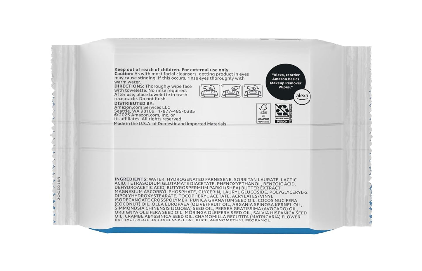 Amazon Basics Makeup Remover Wipes, Gentle Cleansing, Dermatologist Tested, Fragrance Free, Plant Based, Alcohol Free, Removes Waterproof Mascara, 25 Count Per Pack, Pack of 1 (Previously Solimo)