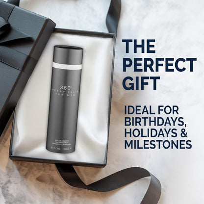 Perry Ellis 360° Eau De Toilette Spray for Men - Mens Cologne, Long Lasting Perfume, EDT, Fragrance with Notes of Bergamot, Juniper & Musk - 3.4 fl oz (100 mL)