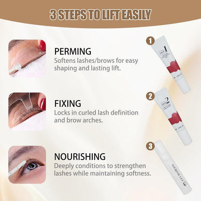 Upgraded Lash Lift Kit Professional - Eyebrow Lamination & Eyelash Perm Kit with High Adhesion Glue and Long-Lasting Curling Set, Gentle Formula for Sensitive Eyes