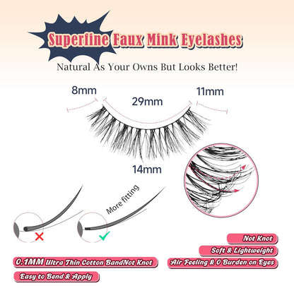 Natural Eyelashes 3D Volume Fake Lashes Lash Strips 7 Pair Siligli