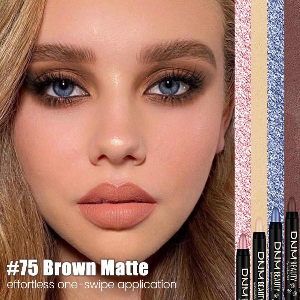 Brown Matte Cream Eye Shadow Stick Makeup for Women, Brown Matte Eyeliner Pencil Eyeshadow Brightener Stick for Eyes, Waterproof Eyeshadow Applicator Blendable sombras para ojos 75#