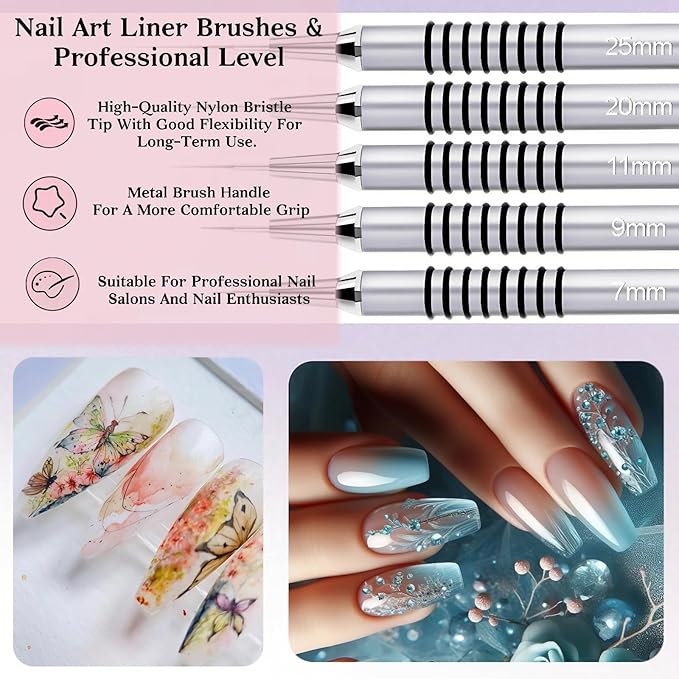 5pcs Nail Art Liner Brushes,Liner