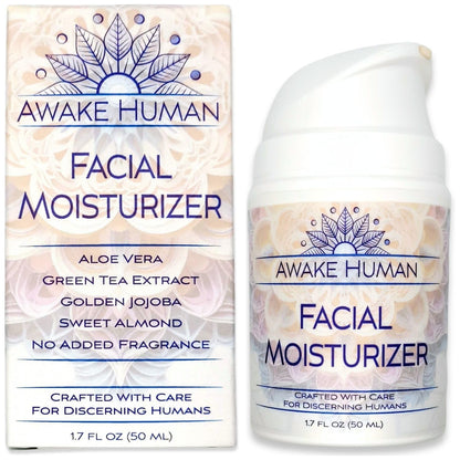 Natural Face Moisturizer for Dry Sensitive Skin - Organic Natural Face Cream - Facial Aloe & Green Tea Moisturizer Cruelty Free - Vegan Face Moisturizer for Women, Acne-Safe, Anti-Aging, No Fragrance