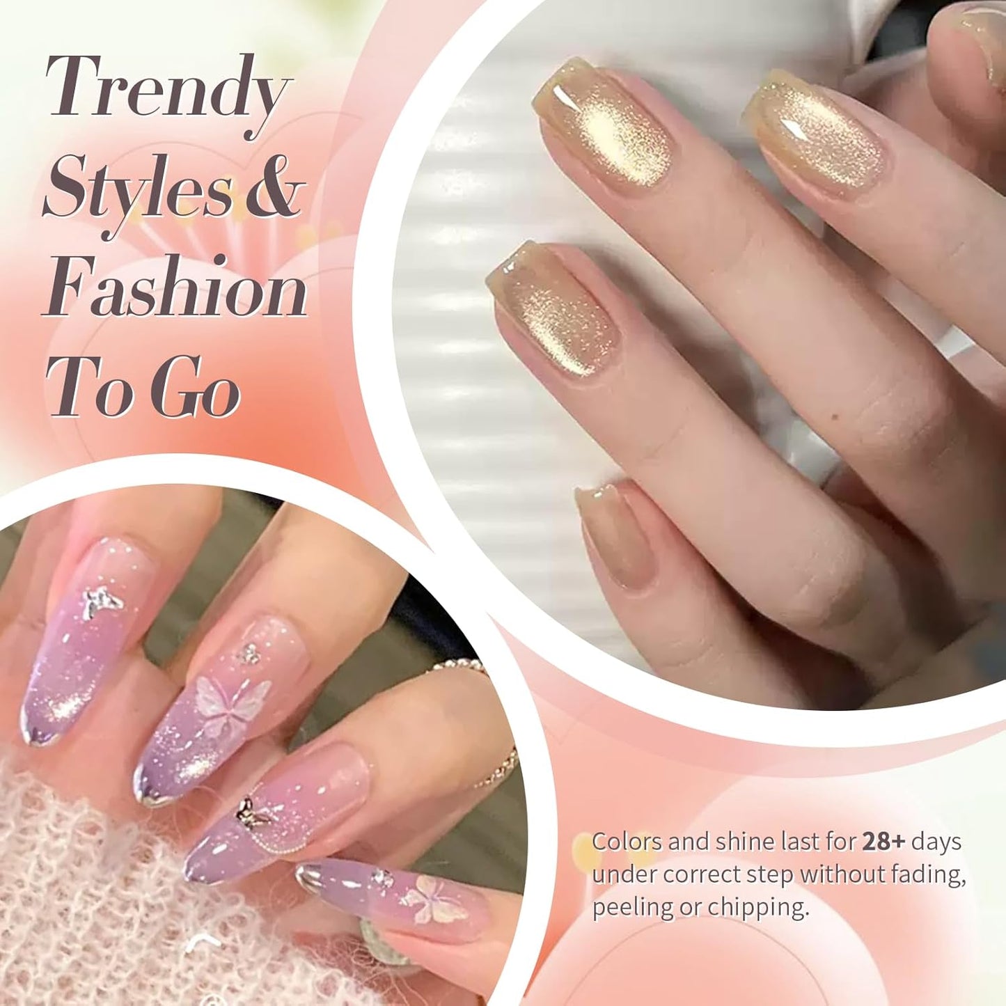 Born Pretty Cat Magnetic Eye Gel Nail Polish Spring Summer Pastel Shimmer Glitter Holographic Cat Magnetic Eye Gel Crystal Glass Cat Magnetic Gel Polish Manicure Nail Art DIY at Home 6PCS