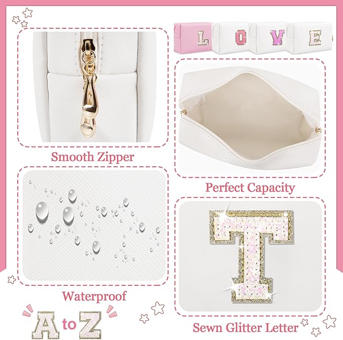 Personalized initial letter makeup bag,