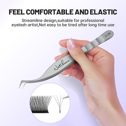 High Precision Lash Tweezers for Individual and Volume Eyelash Extensions Premium Stainless Steel Curved Fiber Tip Professional Isolation Tweezer