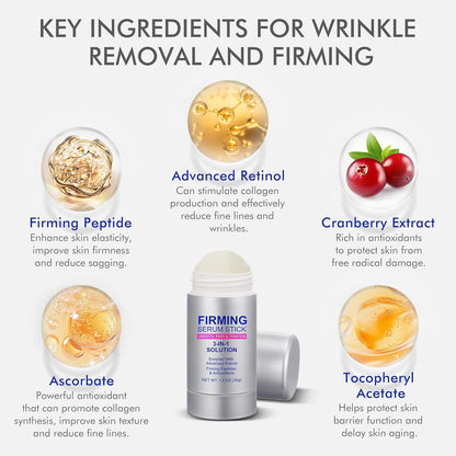 Advanced-Retinol Firming Serum Stick, 3-in-1 Firming Serum Stick for Women, Smooth,Tighten and Firm Face,Neck & Jawline, Reduces Wrinkles, Hydrates & Nourishes Skin (1.0 OZ)