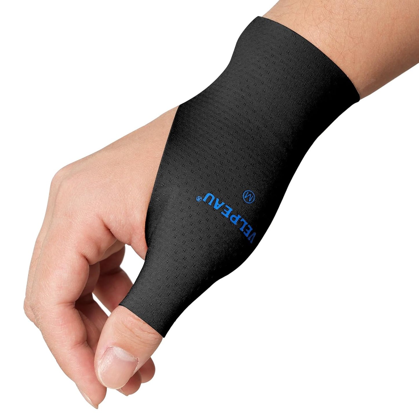 VELPEAU Thumb and Wrist Compression Sleeve for Tendonitis (Pack of 2), Seamless Technology, Gloves Wraps for Arthritis Pain Relief for Women & Men, Splint Liner, Fits Both Hands (Black, Long Version, L)