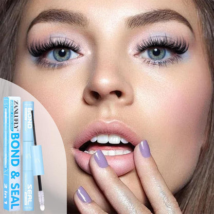 Lash Glue 2 in 1 Lashes Bond and Seal Waterproof Eyelash Glues Strong Hold Eyelash Adhesives Long Lasting Lash Cluster Glue for Eyelashes Extensions DIY at Home by ZANLUFLY