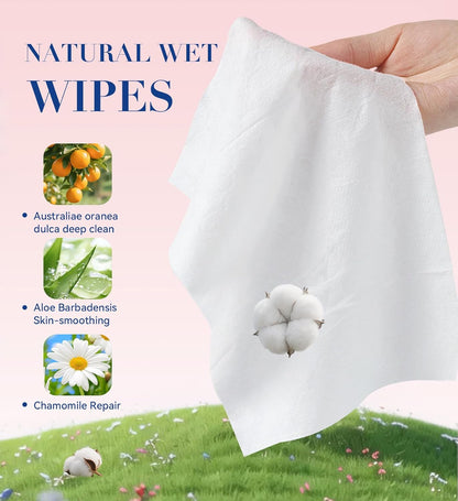 Thickened Flushable Wipes 60 Counts - ON-THE-GO Individually Wrapped for Women Men I Wet Wipes for Butt Travel Toilet Bathroom Thicker & Big for Adult Oranea Dulca & Aloe - Septic Sewer Safe