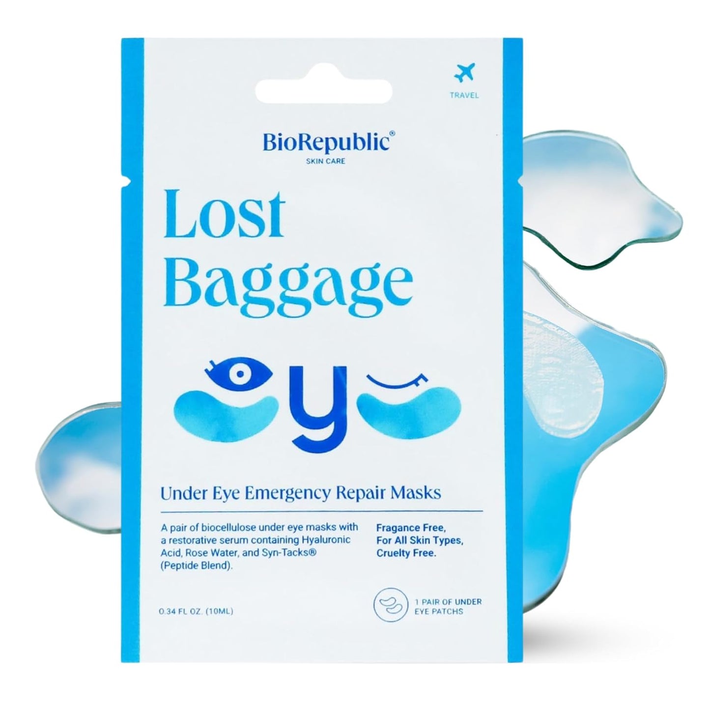 BioRepublic Lost Baggage Under Eye Emergency Repair Mask | Reduces Appearance of Lines, Bags, and Dark Circles Under Eyes | Organic Biocellulose Masks for Moisturization | Box of 10 (3)