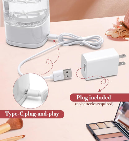 Electric Makeup Brush Cleaner, 7000 RPM Makeup Brush Cleaner Machine, Efficient Automatic Portable USB Cleaner Tool for All Types of Makeup Brushes, Convenient Makeup Brush Cleaning-Transparent ﻿